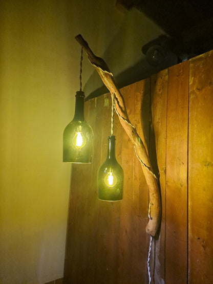 Lampadario da muro, bottiglie prosecco