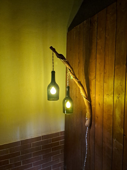 Lampadario da muro, bottiglie prosecco