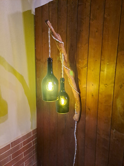 Lampadario da muro, bottiglie prosecco