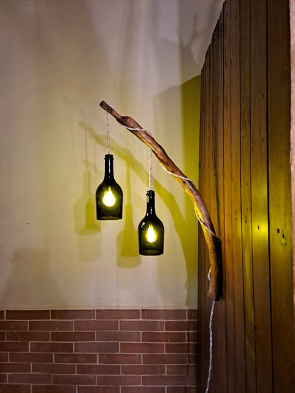 Lampadario da muro, bottiglie prosecco