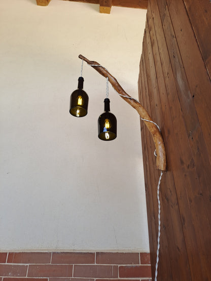 Lampadario da muro, bottiglie prosecco