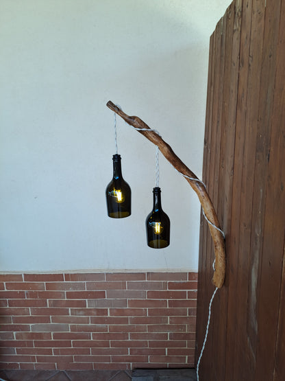 Lampadario da muro, bottiglie prosecco