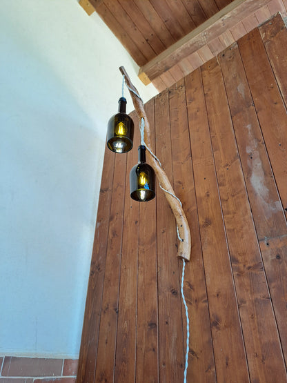 Lampadario da muro, bottiglie prosecco