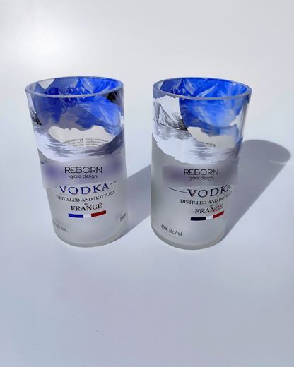 Bicchieri ricavati artigianalmente da bott. Grey Goose
