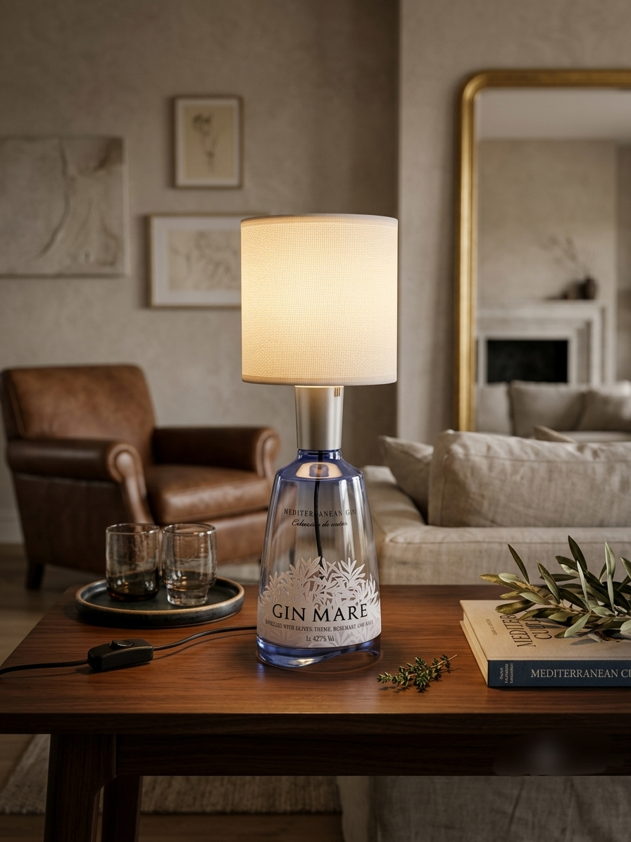Lampada artigianale ricavata da bott. Gin Mare