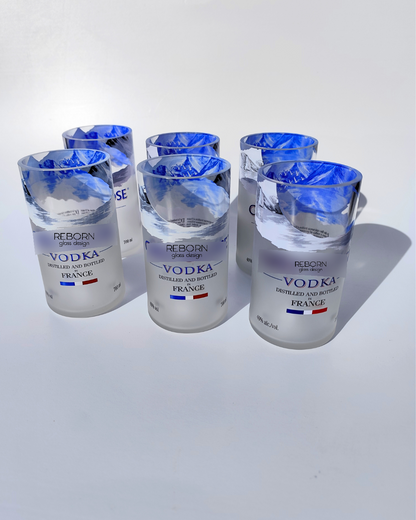 Bicchieri ricavati artigianalmente da bott. Grey Goose